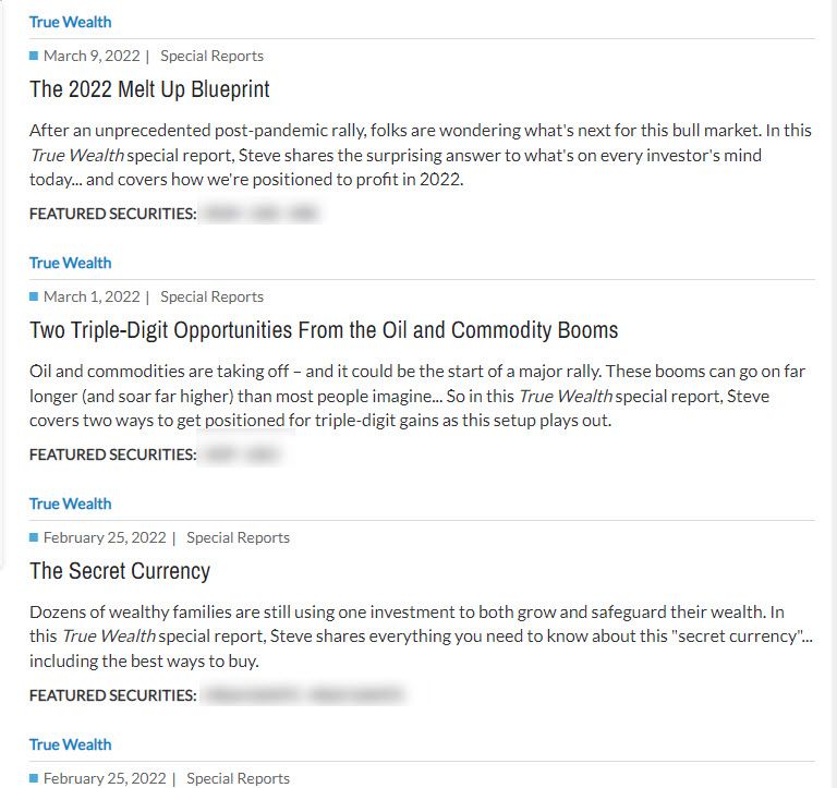 True Wealth Special Reports
