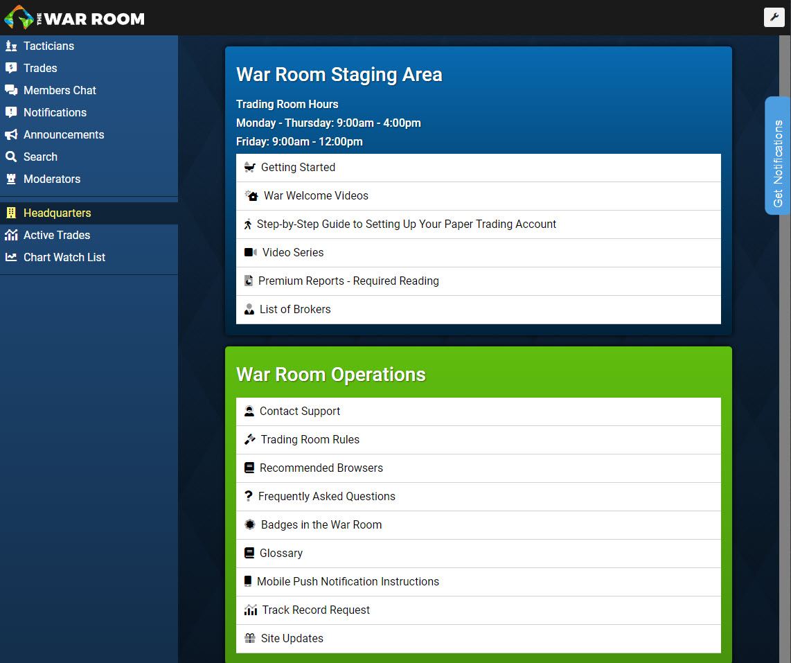 War Room Members Area