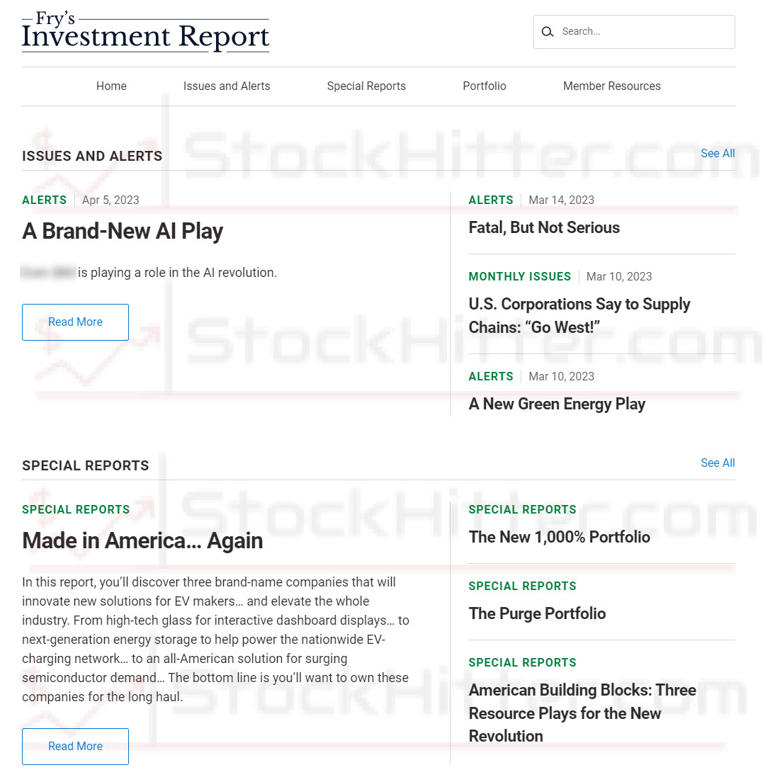 Fry's Investment Report Members Area