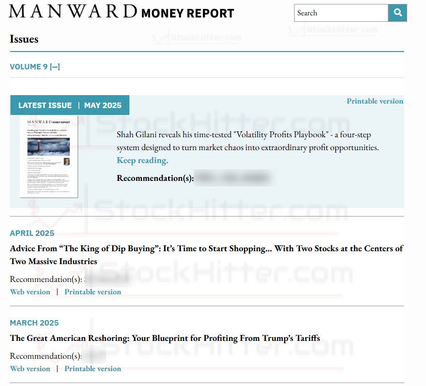 Manward Money Report Members Area