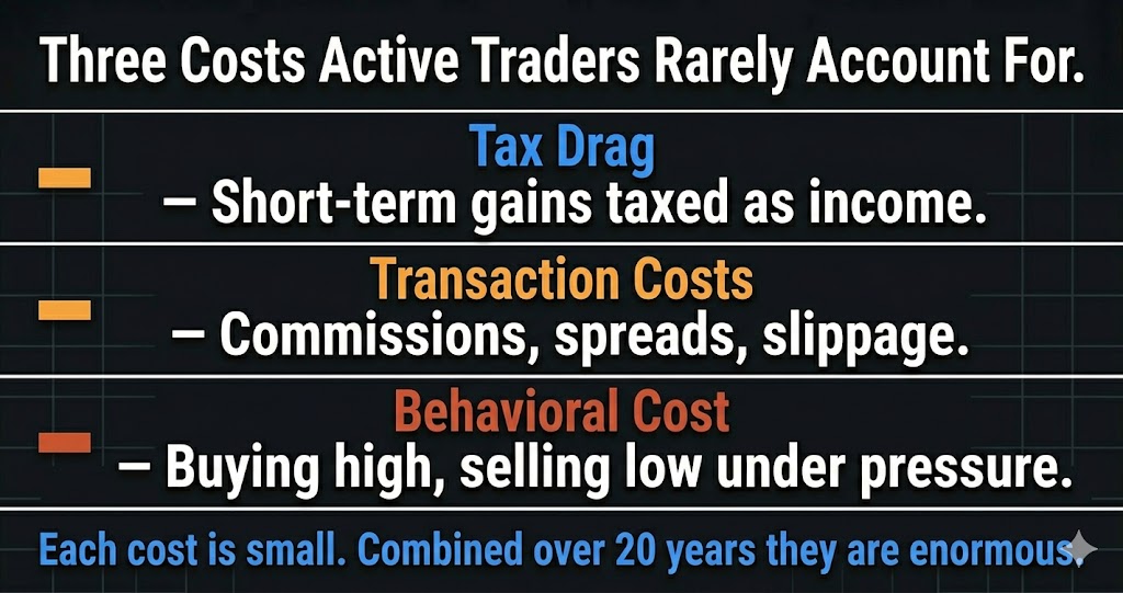 Active trading hidden costs — tax drag transaction costs and behavioral costs explained
