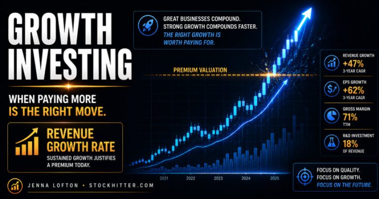 Growth investing guide 2026 — when premium valuations are justified by Jenna Lofton StockHitter