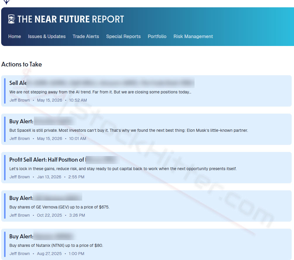 Near Future Report Trade Alerts