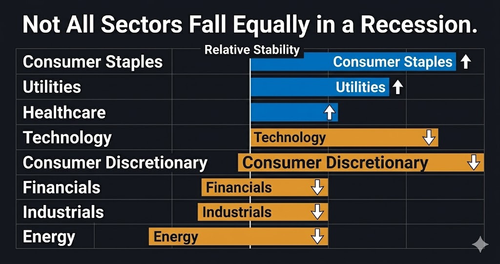 Sector performance during recessions — defensive vs cyclical sector comparison chart