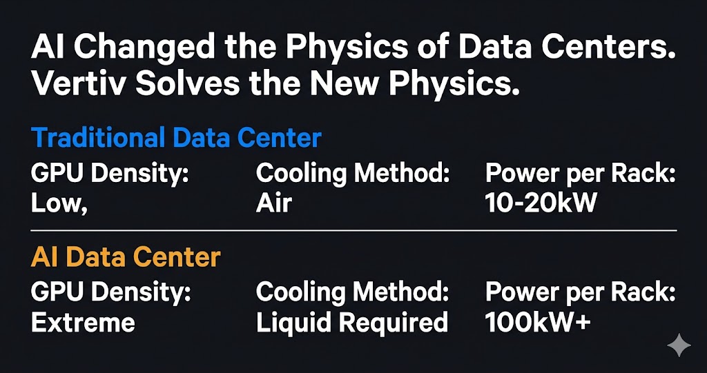 AI data center vs traditional data center cooling requirements — power density and liquid cooling comparison