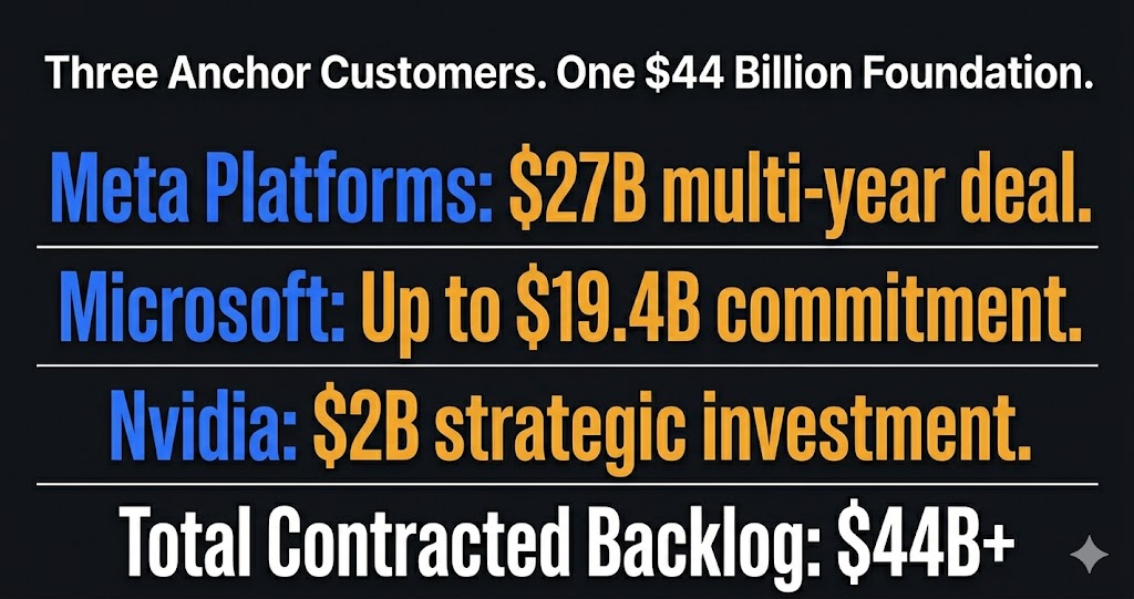 Nebius contract backlog 2026 — Meta 27 billion Microsoft 19 billion Nvidia 2 billion strategic investment