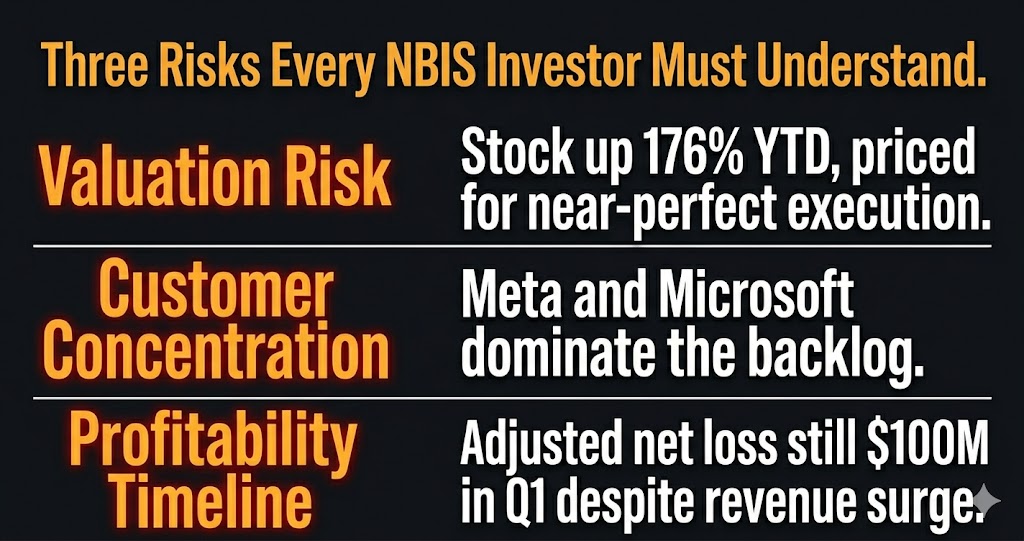 Nebius NBIS stock risk factors — valuation customer concentration and profitability timeline