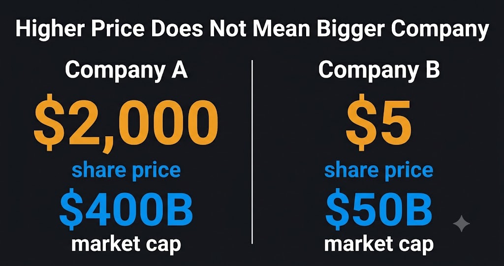 Stock price vs market cap — why share price alone tells you nothing about company value