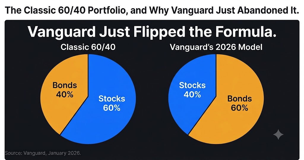 60 40 portfolio vs Vanguard 40 60 model 2026 — asset allocation comparison chart