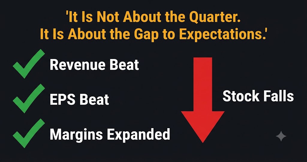 Why stocks fall on good earnings — beat expectations but stock drops on priced in reaction