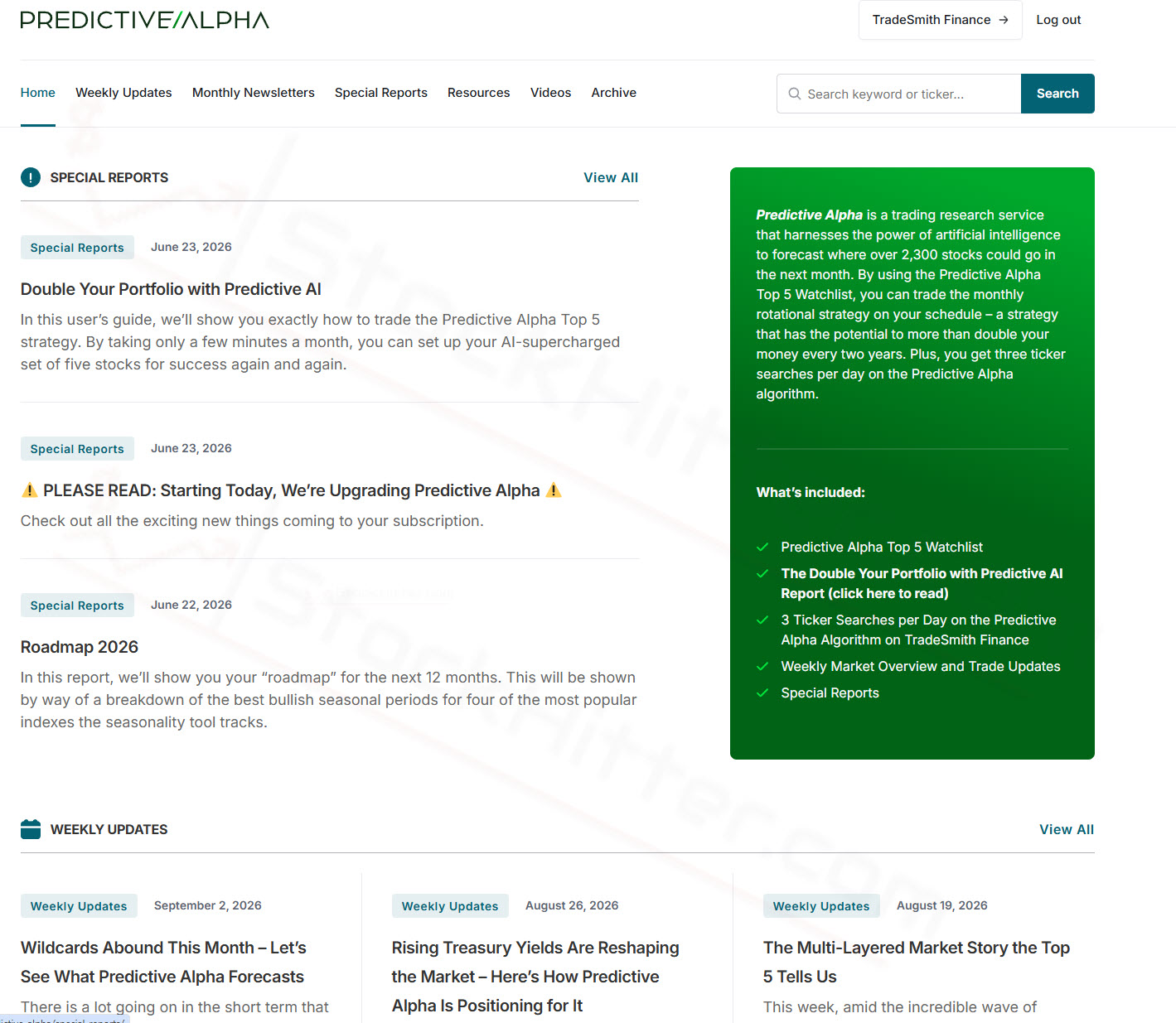 Predictive Alpha Members Area