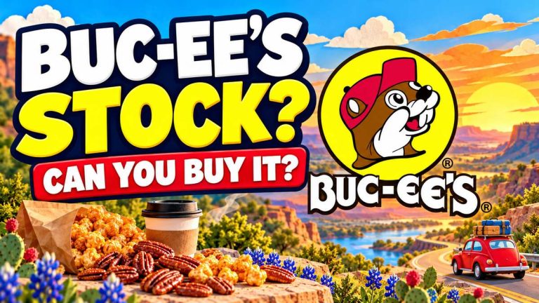 Buc-ee’s stock thumbnail with the beaver logo, road-trip snacks and a playful illustrated highway scene.