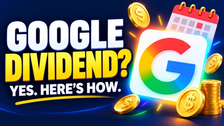 Google G logo with coins and a calendar, illustrating Alphabet common-stock dividends